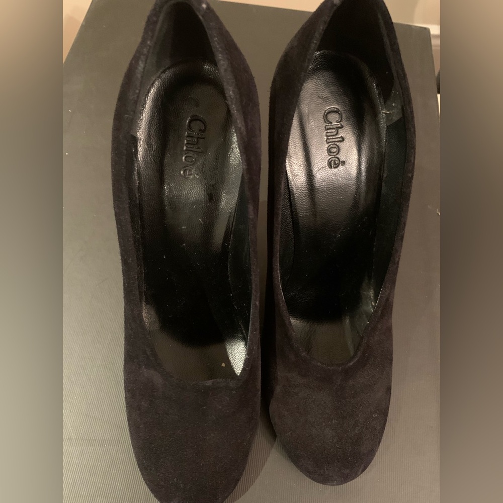 Chloe Elegant Black Suede Heels Shoe